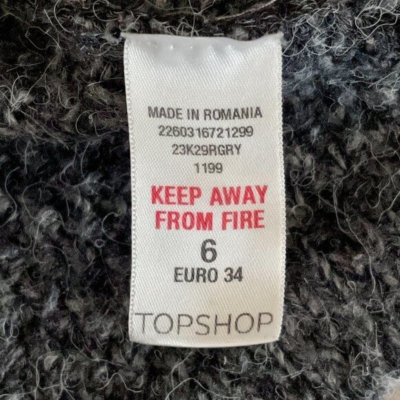 🌺 TopShop Buttoned Mock Neck Cap Sleeve Cardigan Knit Sweater Size 6 Neutral - Picture 10 of 11